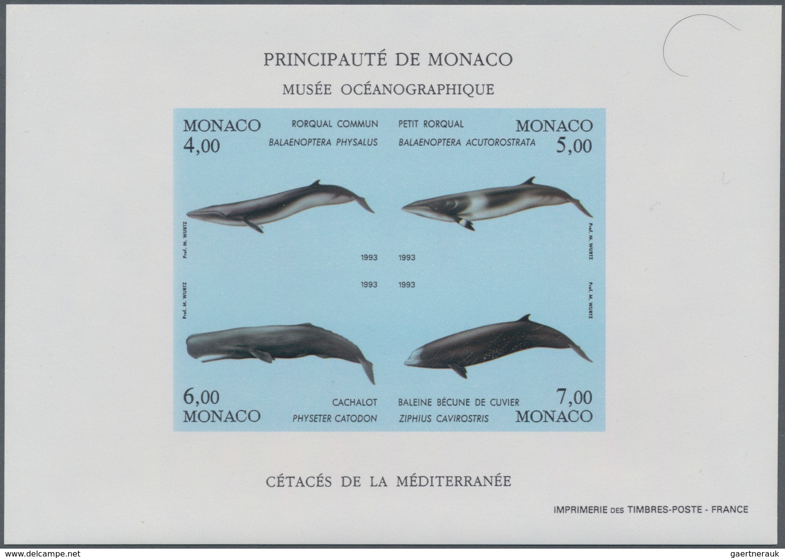 Monaco: 1992/1994, Whales And Dolphins Set Of Three Different IMPERFORATE Miniature Sheets, Mint Nev - Unused Stamps