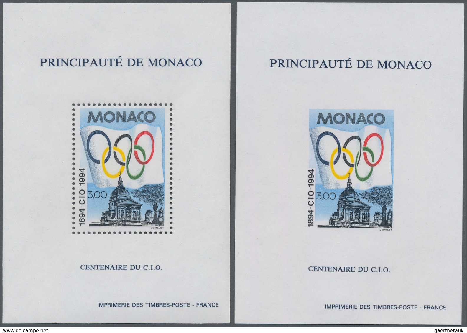 Monaco: 1994, 100 Years Olympic Committee (olympic Flag And Sorbonne University In Paris) Perforated - Ongebruikt