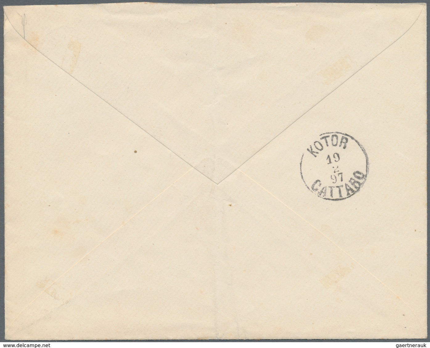 Montenegro: 1897. Letter To Cattaro Franked 5n Orange-red, Perf 11 1/2 Of THRID PRINTING, Tied By "C - Montenegro