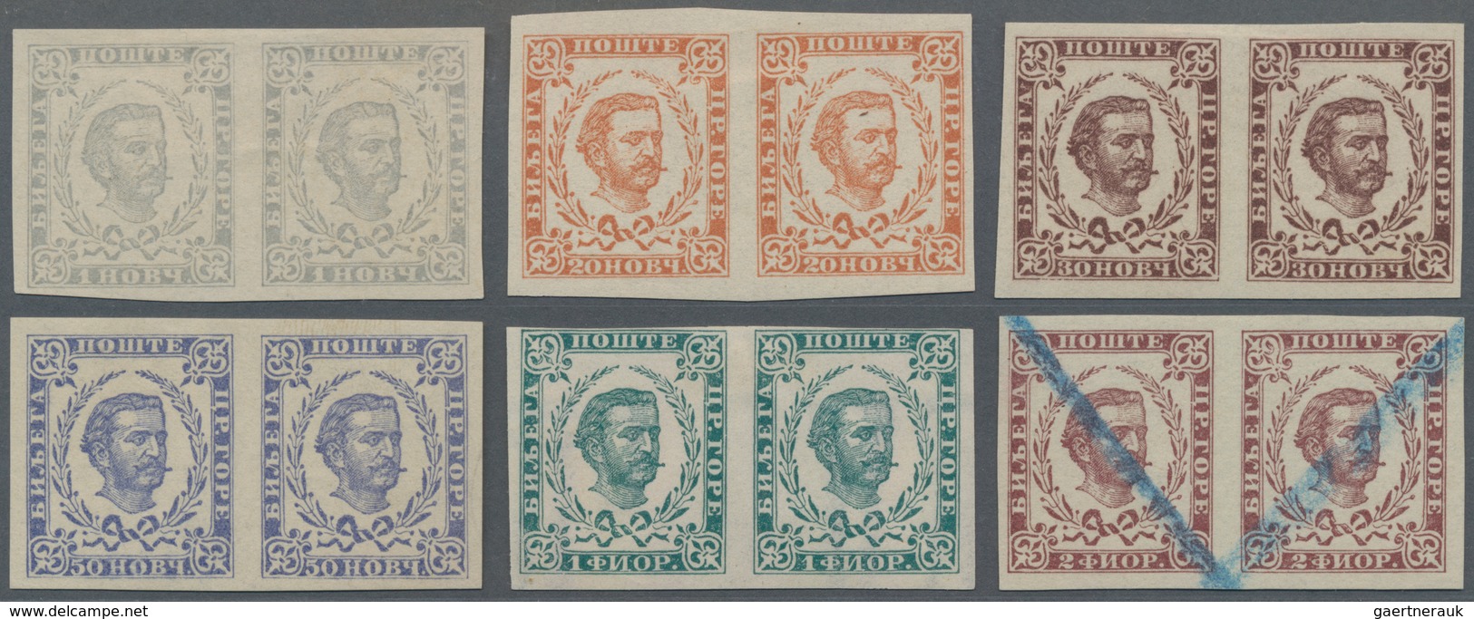 Montenegro: 1898. Prince Nicholas. New Values. 1n Grey-blue, 20 N Orange-brown, 30 N Brown-purple, 5 - Montenegro