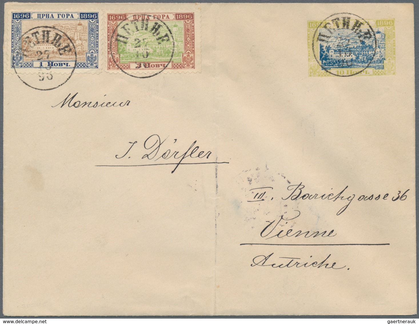 Montenegro - Ganzsachen: 1896. Bicentenary Of Dynasty Of Petrovich Njegush Stationery Envelopy (vert - Montenegro