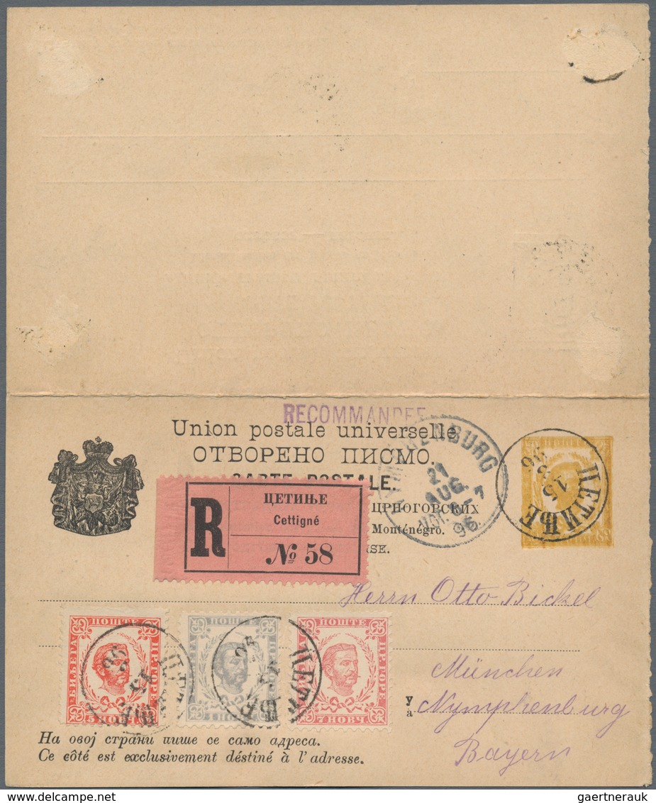 Montenegro - Ganzsachen: 1896. 2 & 2 N Yellow/chamois Prince Nicholas Double Stationery Card,1892 De - Montenegro