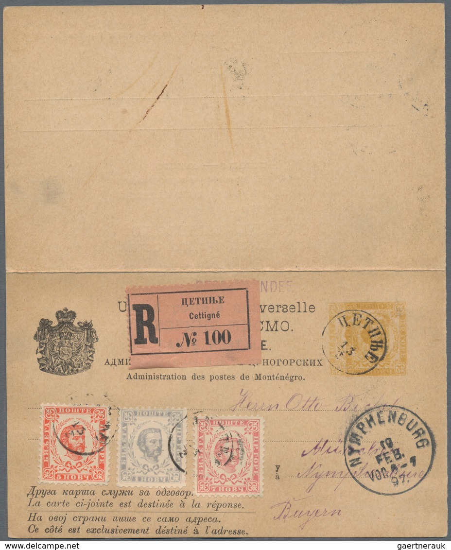 Montenegro - Ganzsachen: 1897. 2n Ochre/buff Prince Nicholas Double Stationery Card (head Type I, Pl - Montenegro