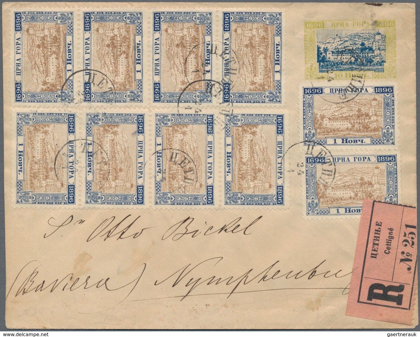 Montenegro - Ganzsachen: 1897. 10 N Yellow-green And Blue Stationery Envelope, Bicentenary Of Dynast - Montenegro