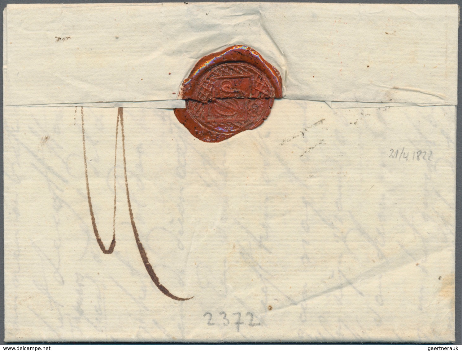 Niederlande - Vorphilatelie: 1822, Sealed Folded Letter With Black Postmark ALMELO (von Der Linden N - ...-1852 Voorlopers