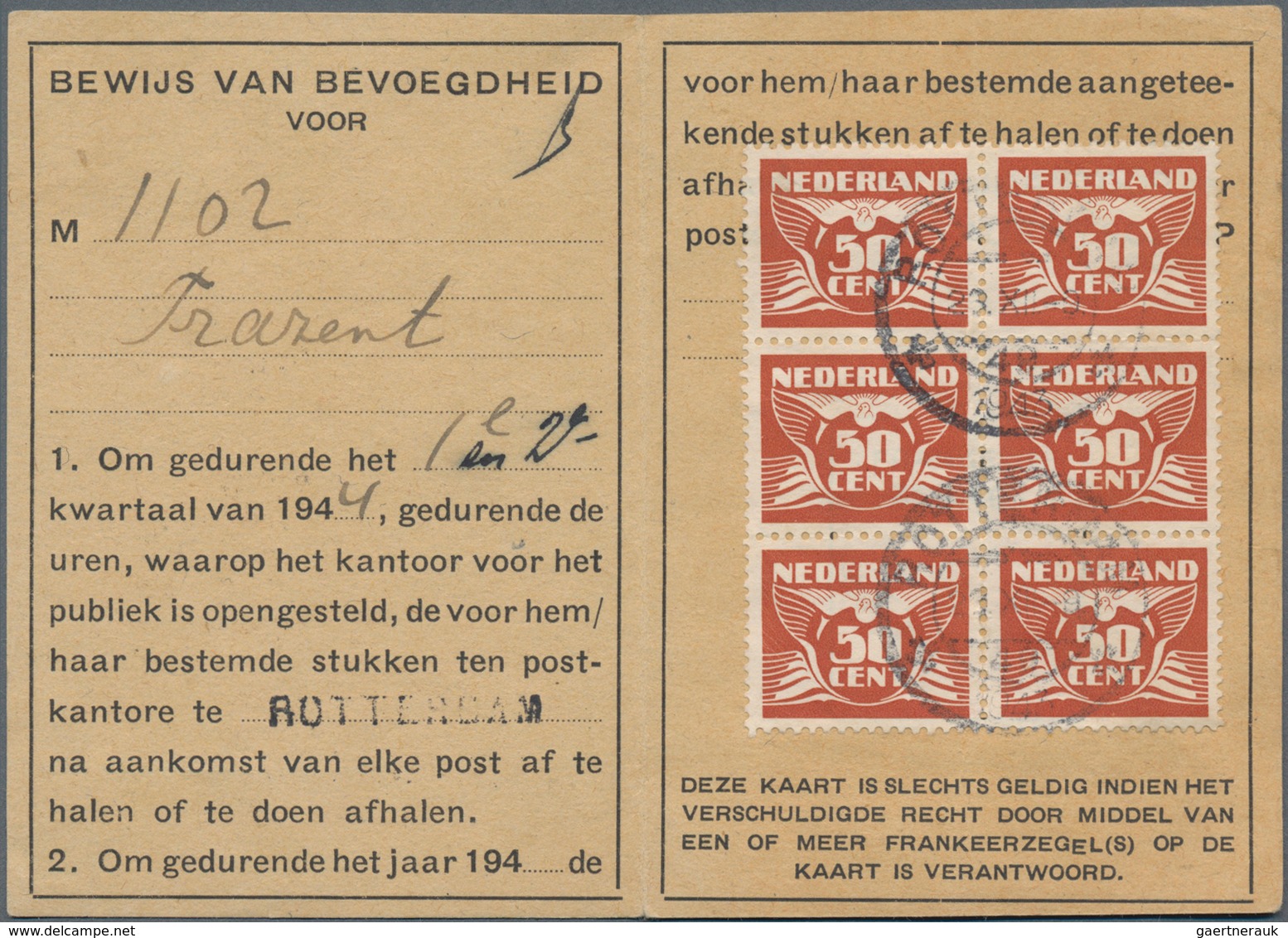 Niederlande: 1928/1943, Lot With 3 Postbus Cards, Comprising 2 1/2 G Rose Wilhelmina (Mi.169 A), Sin - Andere & Zonder Classificatie