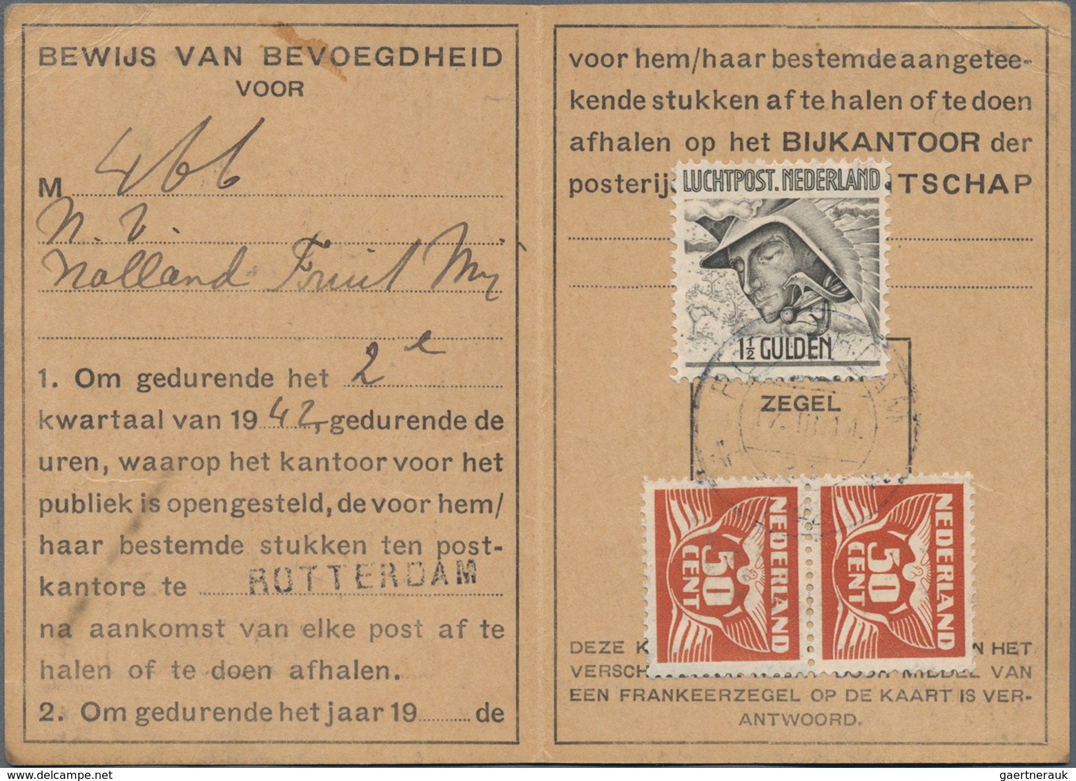 Niederlande: 1928/1943, Lot With 3 Postbus Cards, Comprising 2 1/2 G Rose Wilhelmina (Mi.169 A), Sin - Andere & Zonder Classificatie