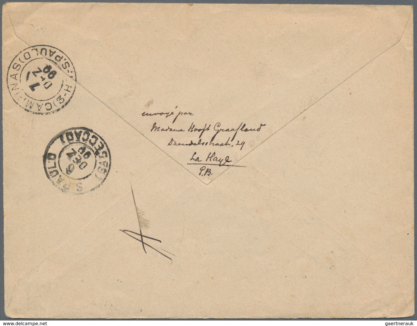 Niederlande - Ganzsachen: 1899, Envelope 5 C. Red Uprated 7 1/2 C. Brown And 10 C. Grey Tid "'SGRAVE - Postal Stationery