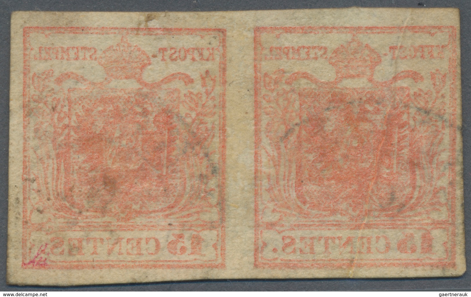 Österreich: 1850, 6 Kreuzer rötlichbraun auf Handpapier, Type Ib, auf kompletter Retour-Recepisse vo
