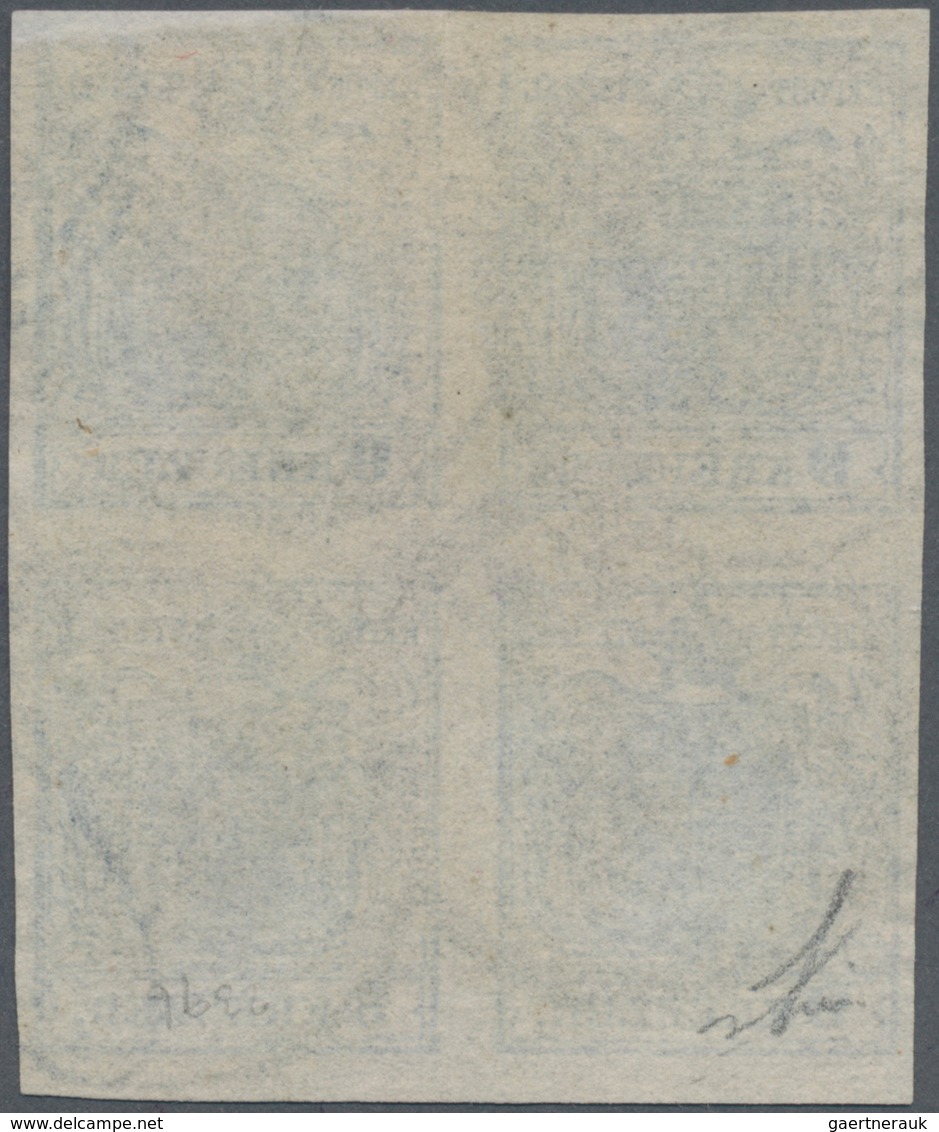 Österreich: 1850, 9 Kreuzer Blau, Dünnes Handpapier 0,065 Mm Im Viererblock, Die Beiden Rechten Mark - Otros & Sin Clasificación