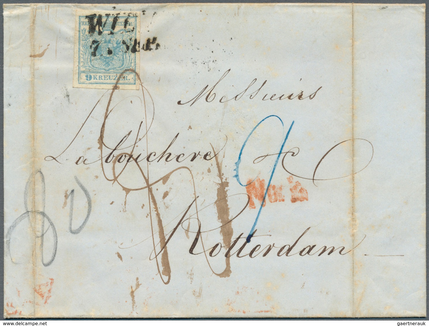 Österreich: 1850/1851, TEILFRANKO, Zwei Faltbriefe Aus Einer Korrespondenz Von Wien Nach Rotterdam, - Other & Unclassified