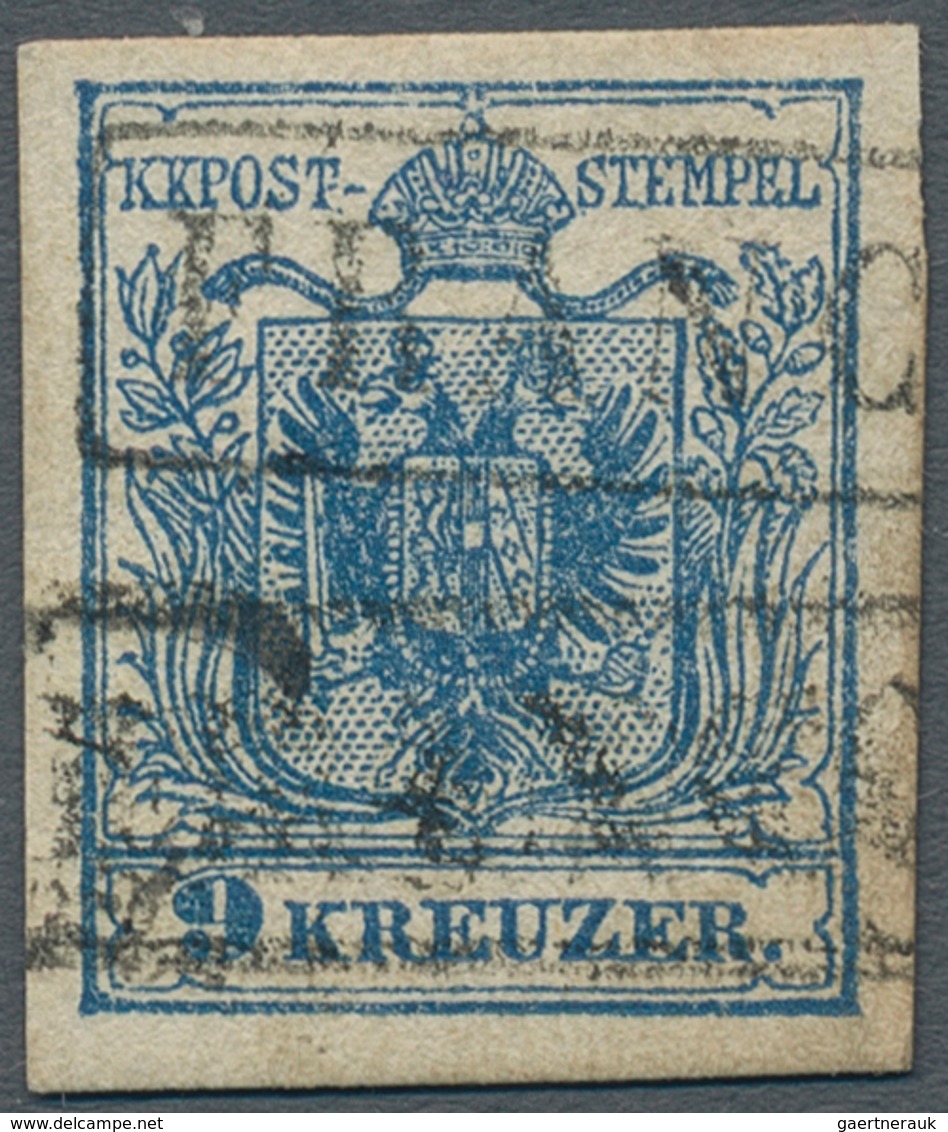 Österreich: 1850, 9 Kr Dunkelblau, Maschinenpapier Type III B, Gut Gerandete Und Frische Marke, Entw - Otros & Sin Clasificación