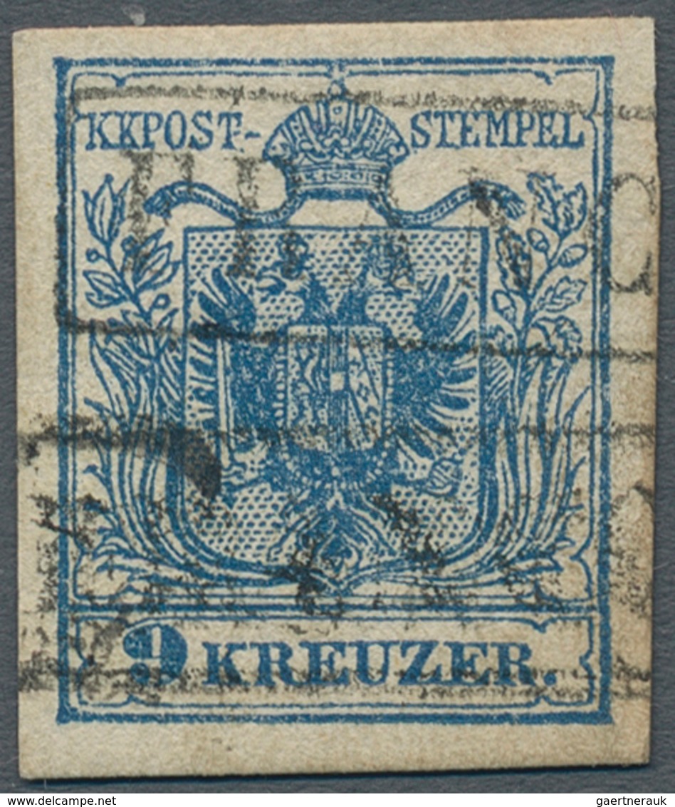 Österreich: 1850, 9 Kr Dunkelblau, Maschinenpapier Type III B, Gut Gerandete Und Frische Marke, Entw - Other & Unclassified