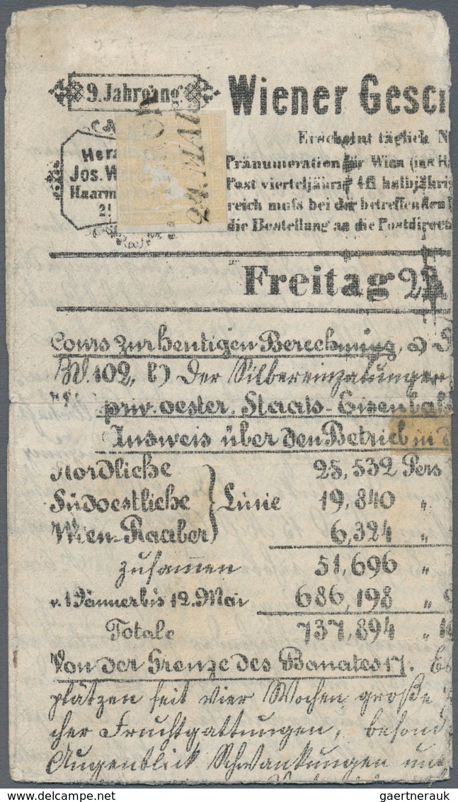 Österreich: 1851, (6 Kreuzer) Ockergelb, Type I B, Sogenannter "GELBER MERKUR", Oben Breit, Unten üb - Other & Unclassified