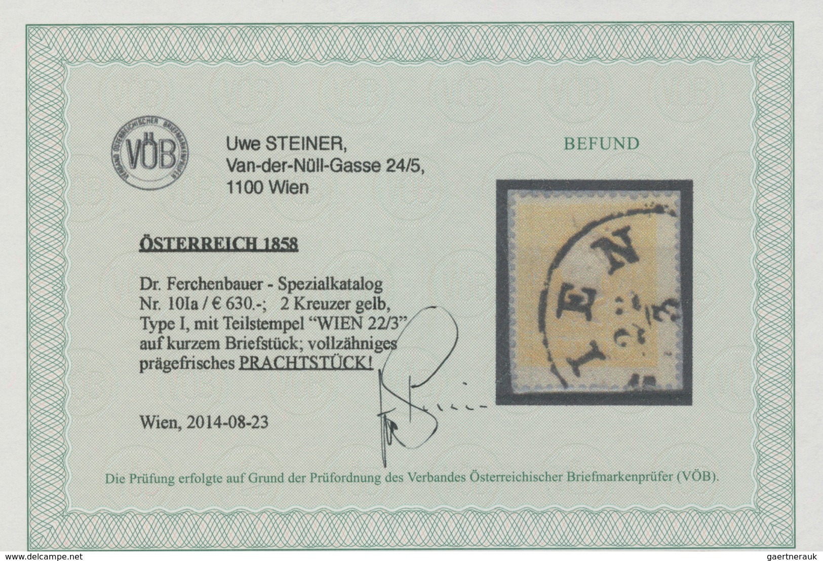 Österreich: 1858, 2 Kr Gelb, Type I Auf Briefstück Mit Teilstempel Wien Sowie 2 Kr Dunkelgelb, Type - Otros & Sin Clasificación