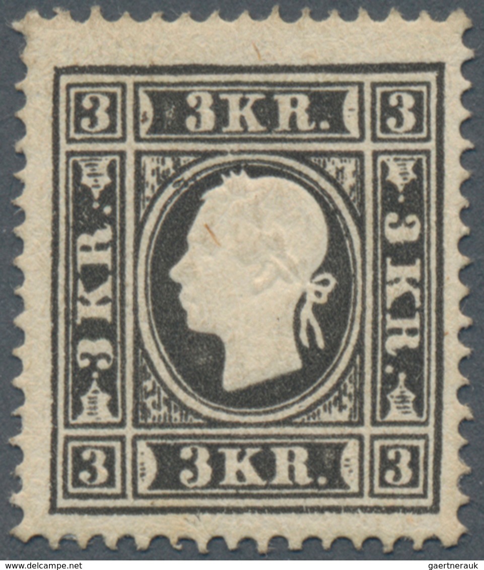 Österreich: 1858, 3 Kr. Schwarz, Type II Mit Quarzlupenreinem Original-Gummi Ohne Falz, Dieser Ist O - Other & Unclassified