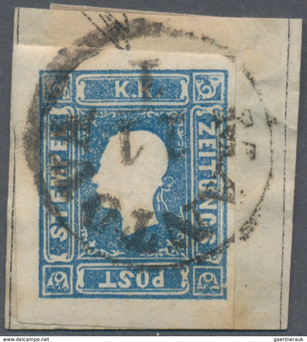 Österreich: 1858, (1.05 Kr) Blau Sauber Entwertet Mit K1 MANTOVA Auf Briefstück, Die Marke Ist Voll- - Other & Unclassified
