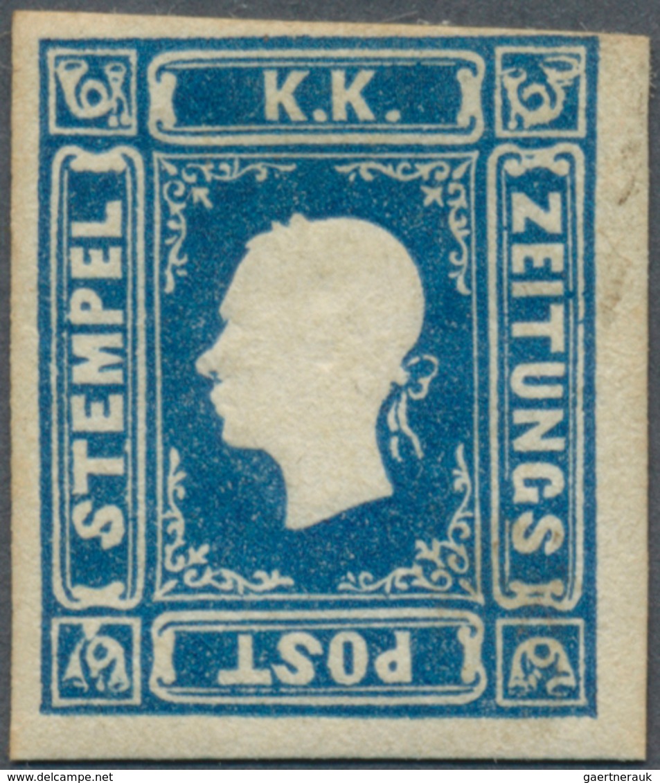 Österreich: 1858, (1,05 Kr/So) Blau Zeitungsmarke, Ungebraucht Mit Vollem Originalgummi, Farbfrisch, - Autres & Non Classés