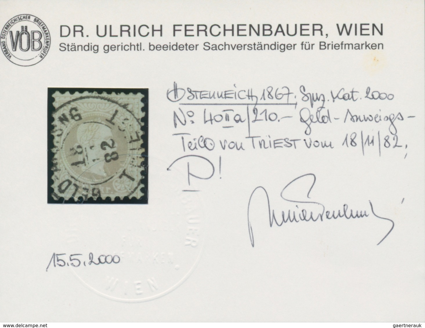 Österreich: 1867. 25 Kr, Feiner Druck, Gut Zentriert, Schöner, Zentrischer Teilabschlag "GELD-ANWEIS - Other & Unclassified