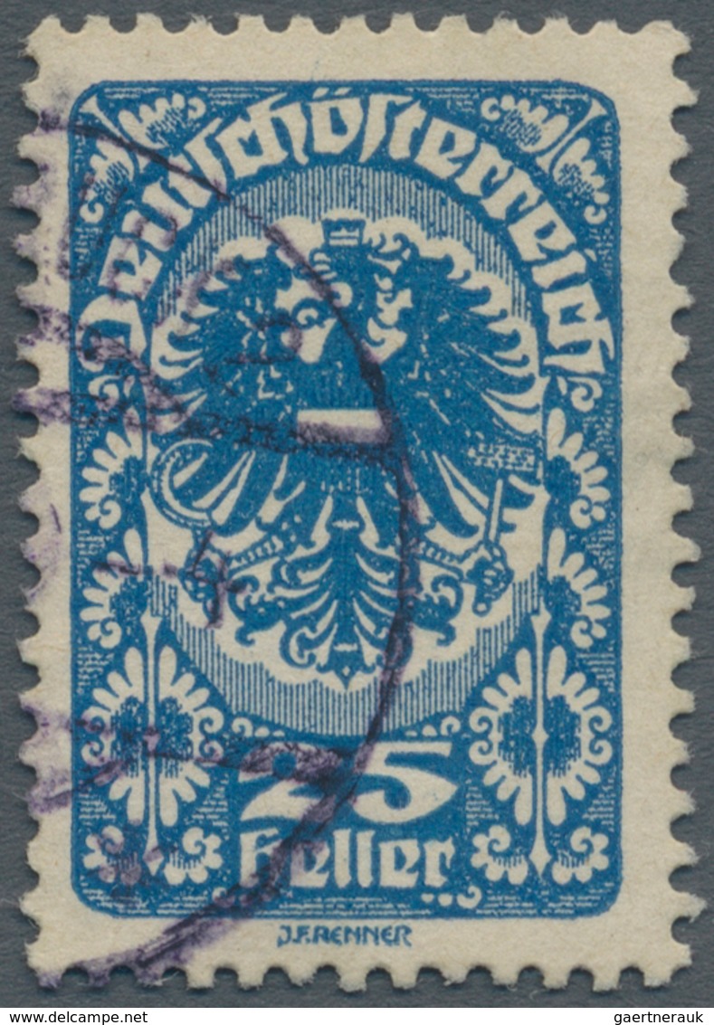 Österreich: 1919, Freimarke 25 Heller In Seltener C-Farbe Schwärzlichultramarin/tiefblau, Entwertet - Other & Unclassified