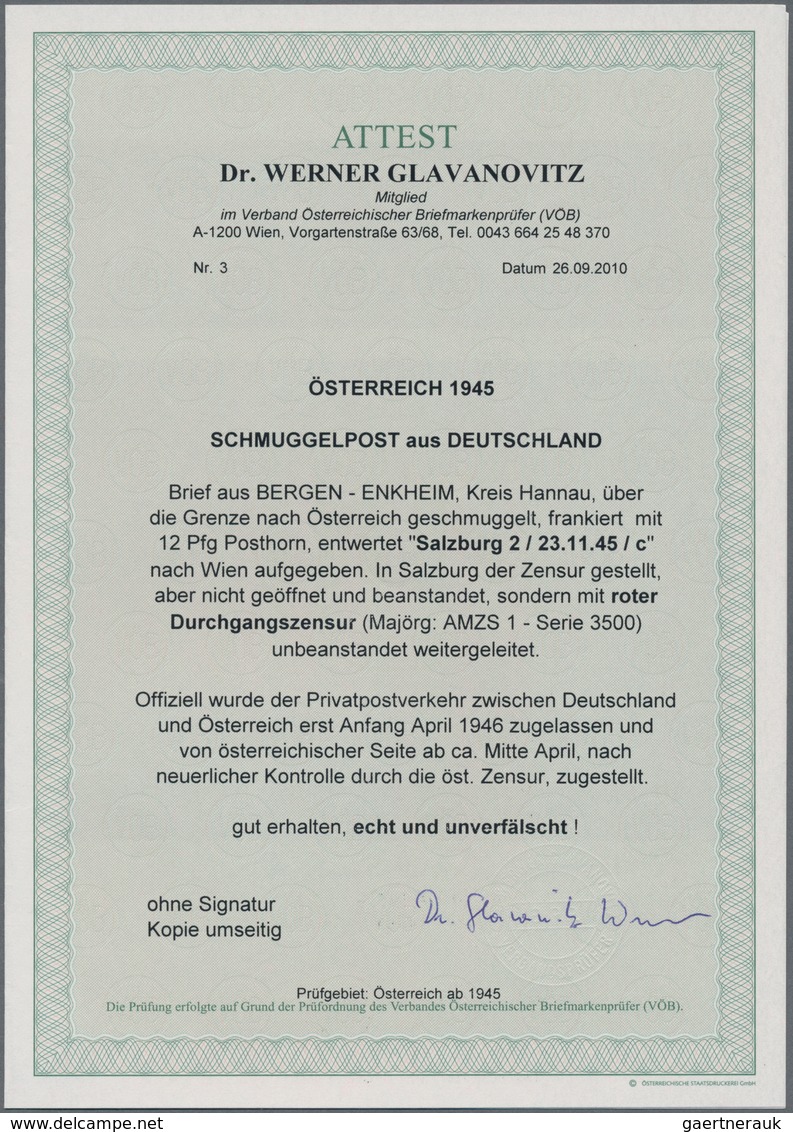 Österreich: 1945, SCHMUGGELPOST, Brief Aus Bergen-Enkheim Kr.Hanau In Deutschland Nach Wien, Geschmu - Andere & Zonder Classificatie