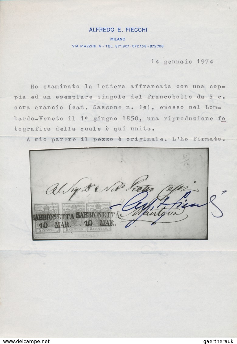Österreich - Lombardei Und Venetien: 1850, 5 C Orange-ocker Im Waager. Paar Und Einzeln, Entwertet M - Lombardy-Venetia