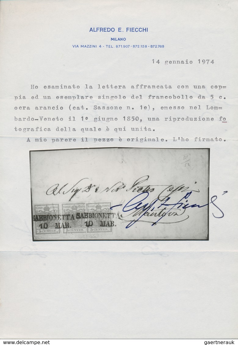 Österreich - Lombardei Und Venetien: 1850, 5 C Orange-ocker Im Waager. Paar Und Einzeln, Entwertet M - Lombardije-Venetië