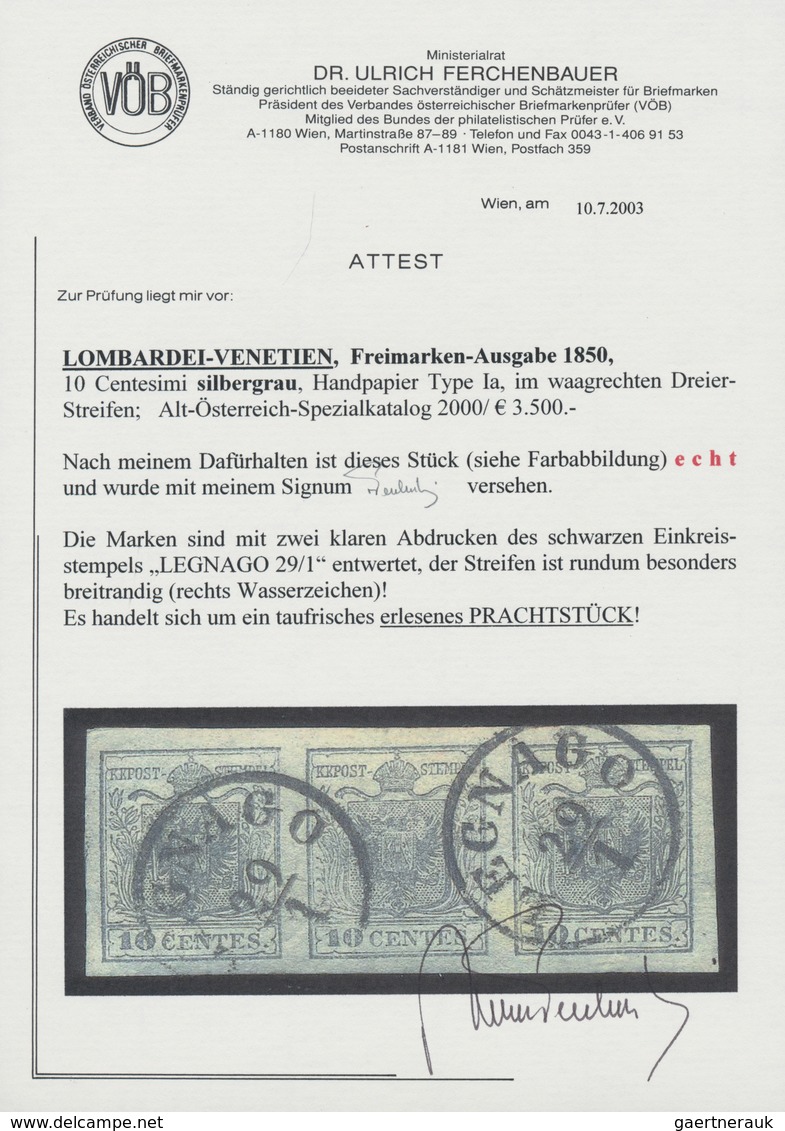 Österreich - Lombardei Und Venetien: 1850, 1 Kr Silbergrau, Erstdruck, Handpapier Type I A Im Waager - Lombardy-Venetia