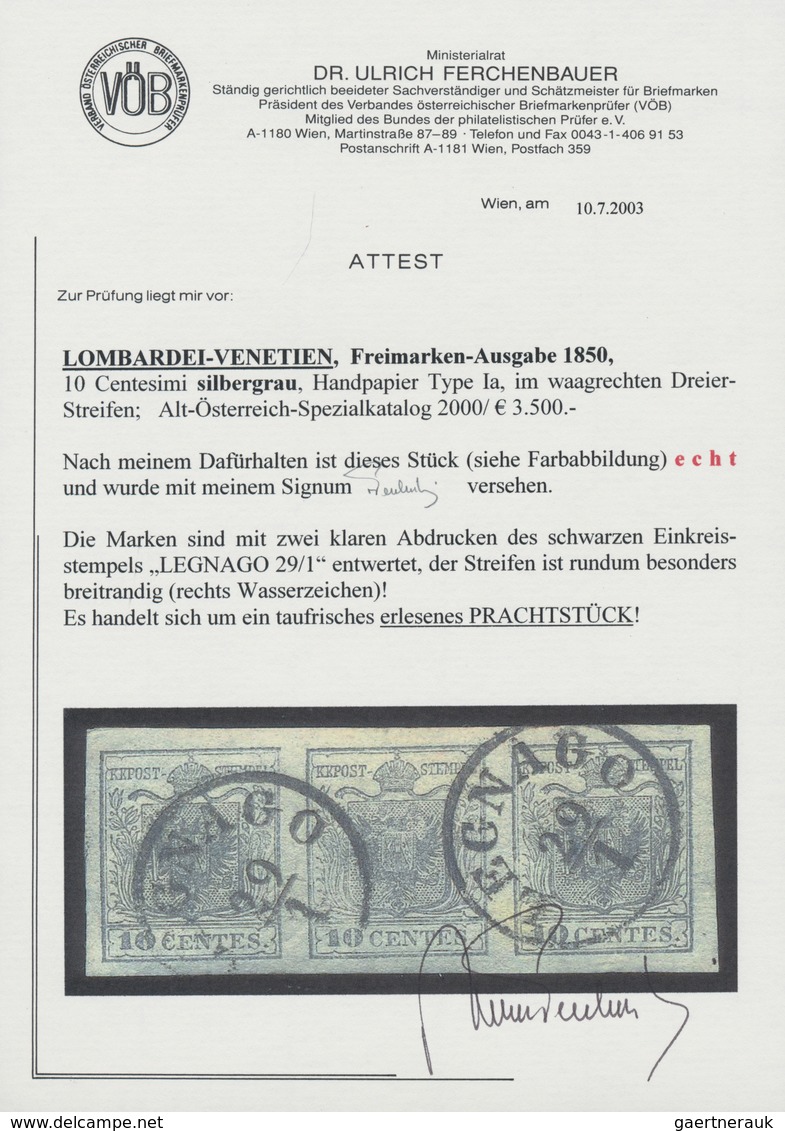 Österreich - Lombardei Und Venetien: 1850, 1 Kr Silbergrau, Erstdruck, Handpapier Type I A Im Waager - Lombardije-Venetië