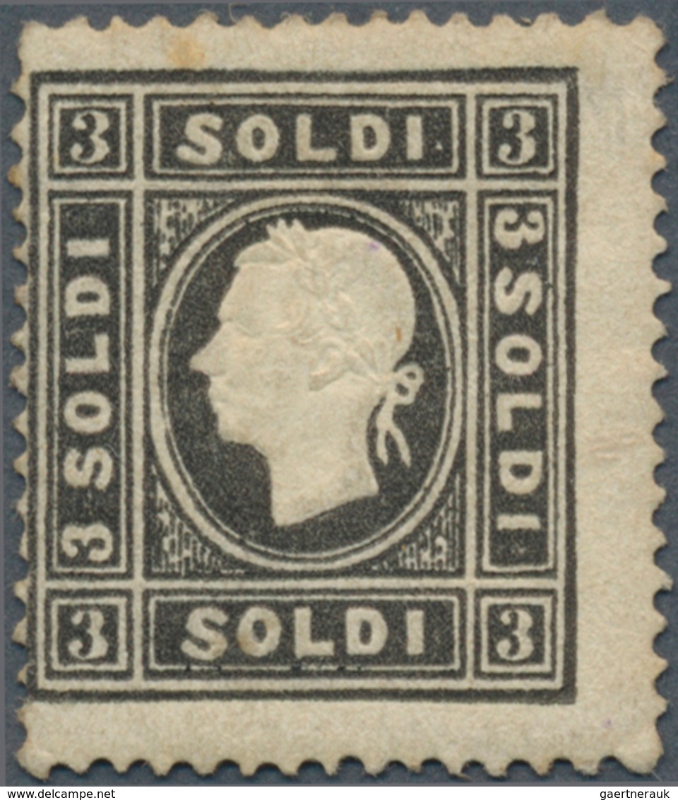 Österreich - Lombardei Und Venetien: 1859, 3 So. Schwarz, Type II, Farbfrisches Exemplar In Meist Gu - Lombardy-Venetia