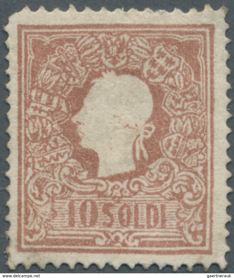 Österreich - Lombardei Und Venetien: 1859, 10 So Lilabraun, Type II, Ungebraucht Mit Vollem Original - Lombardije-Venetië