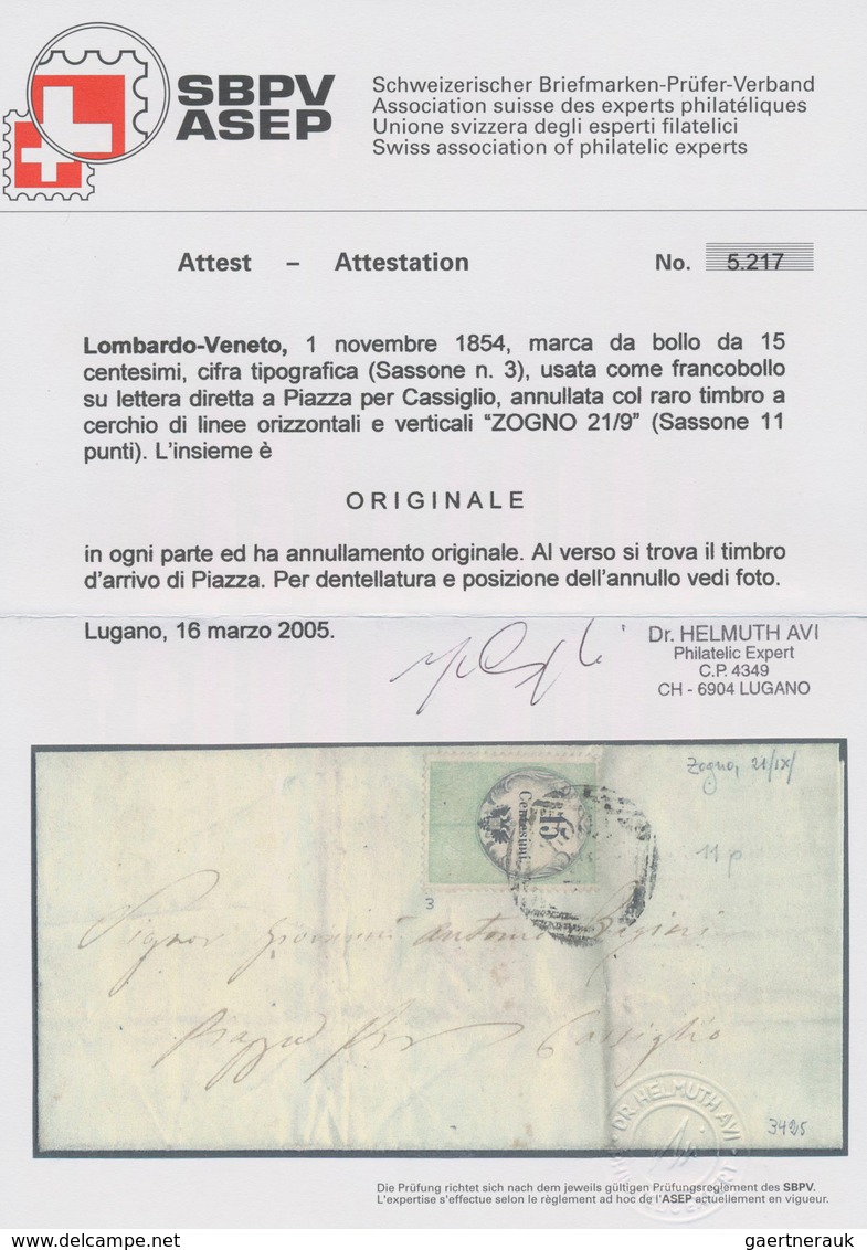 Österreich - Lombardei Und Venetien - Stempelmarken: 1854, 15 C Grün/schwarz EF Entwertet Mit Dem Se - Lombardy-Venetia