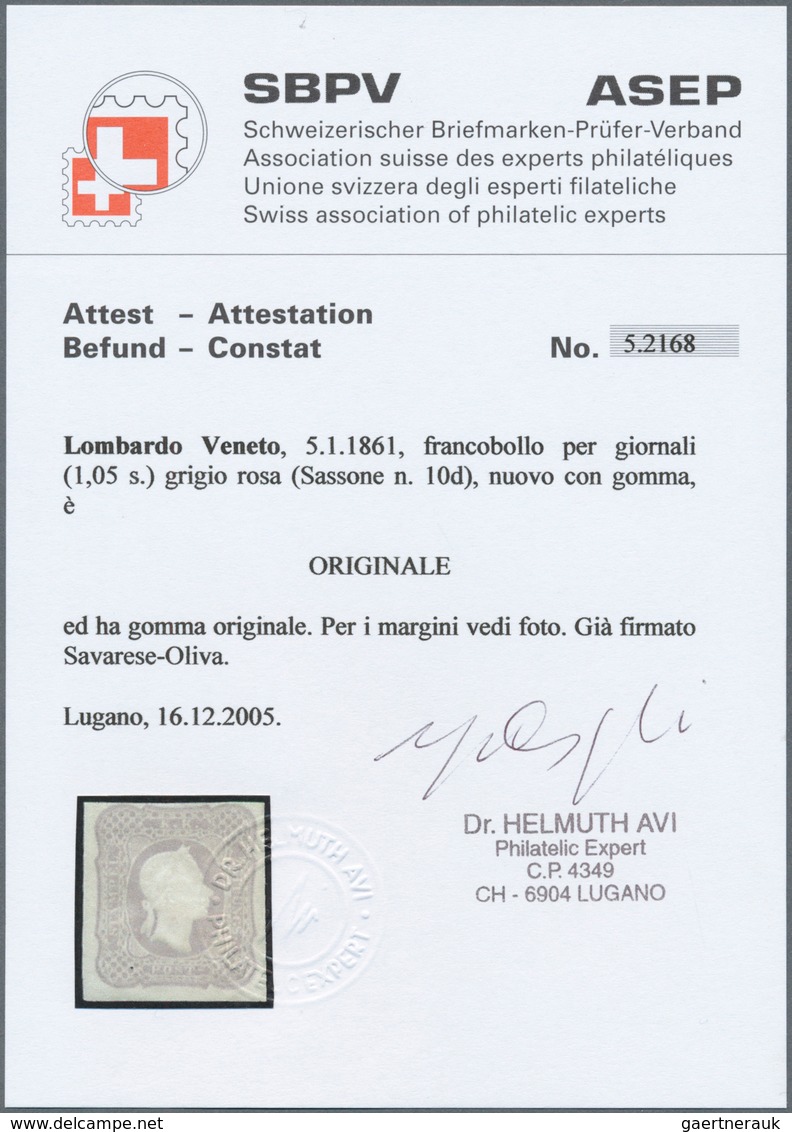 Österreich - Lombardei Und Venetien - Zeitungsmarken: 1861, Österreich, (1,05 S) Rosagrau (grigio Ro - Lombardije-Venetië