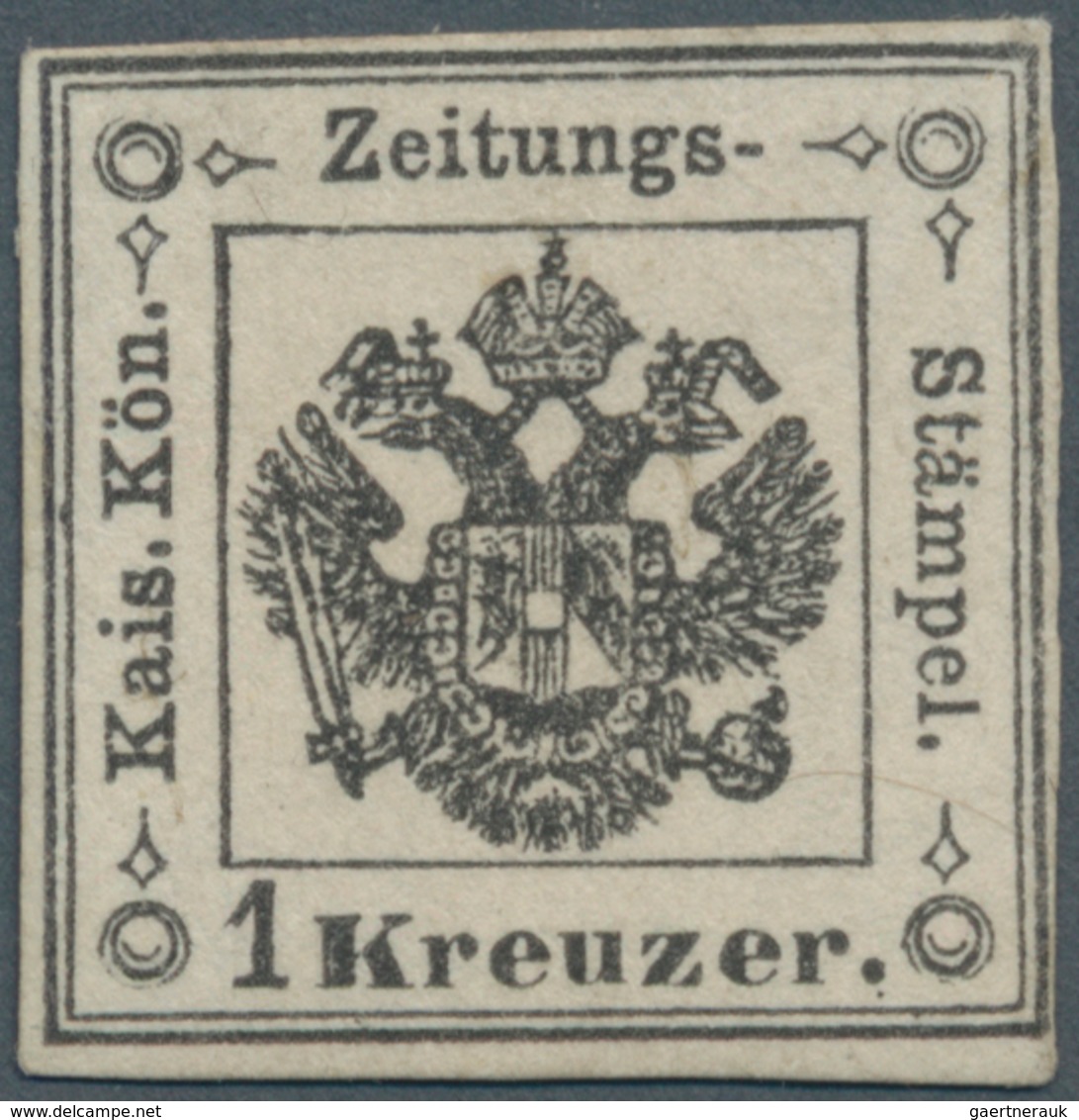 Österreich - Lombardei Und Venetien - Zeitungsstempelmarken: 1858, 1 Kr Schwarz Ungebraucht Mit Neug - Lombardije-Venetië