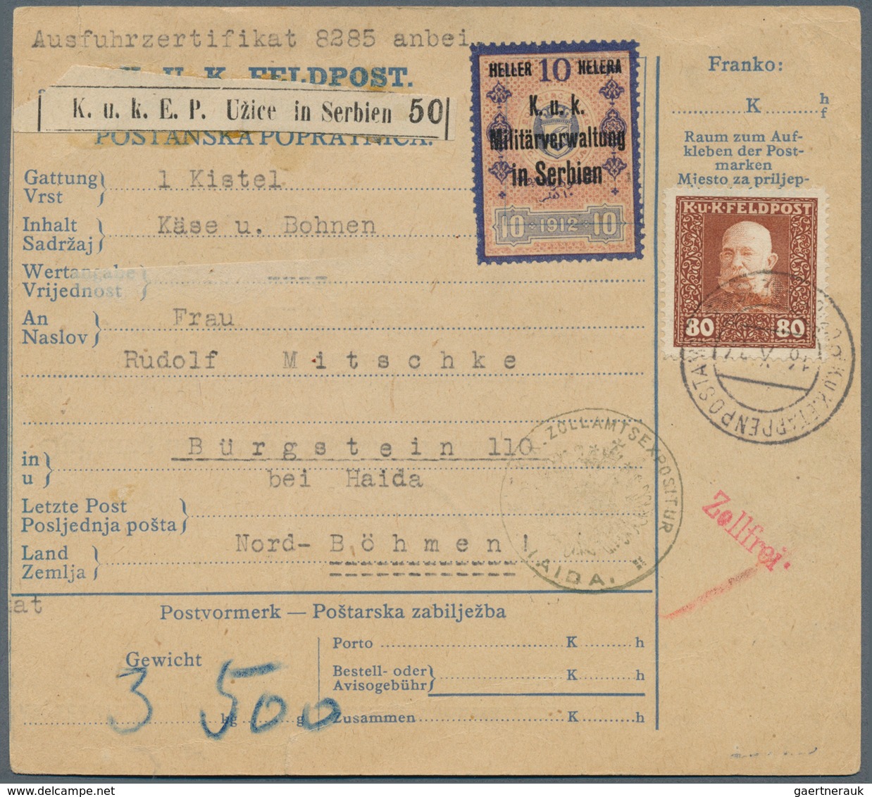 Österreichisch-Ungarische Feldpost - Serbien: 1917 (21.10.), Postbegleitadresse Frankiert Mit Franz - Other & Unclassified