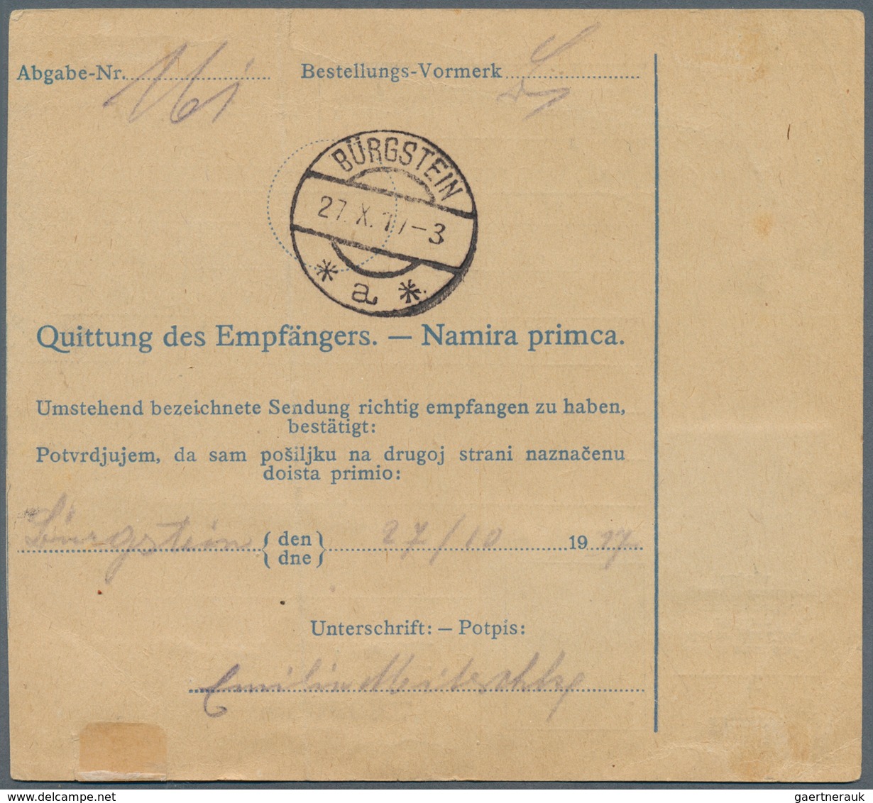 Österreichisch-Ungarische Feldpost - Serbien: 1917 (21.10.), Postbegleitadresse Frankiert Mit Franz - Andere & Zonder Classificatie