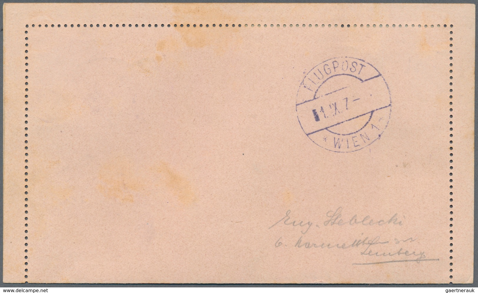 Österreich - Flugpost: 1918. 45 H Blau/hellrose Kartenbrief, Als Luftpost-Einschreiben Nach Wien, Au - Sonstige & Ohne Zuordnung