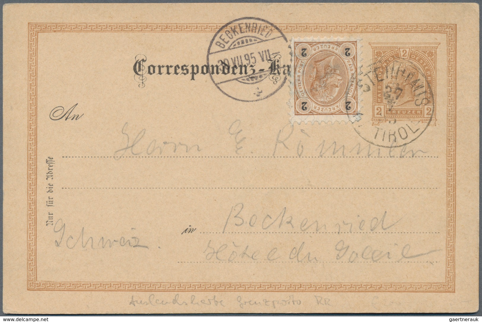 Österreich - Ganzsachen: 1895, 2 Kreuzer Braun Ganzsachenkarte Mit 2 Kr Zusatzfrankatur Als Ermäßigt - Other & Unclassified