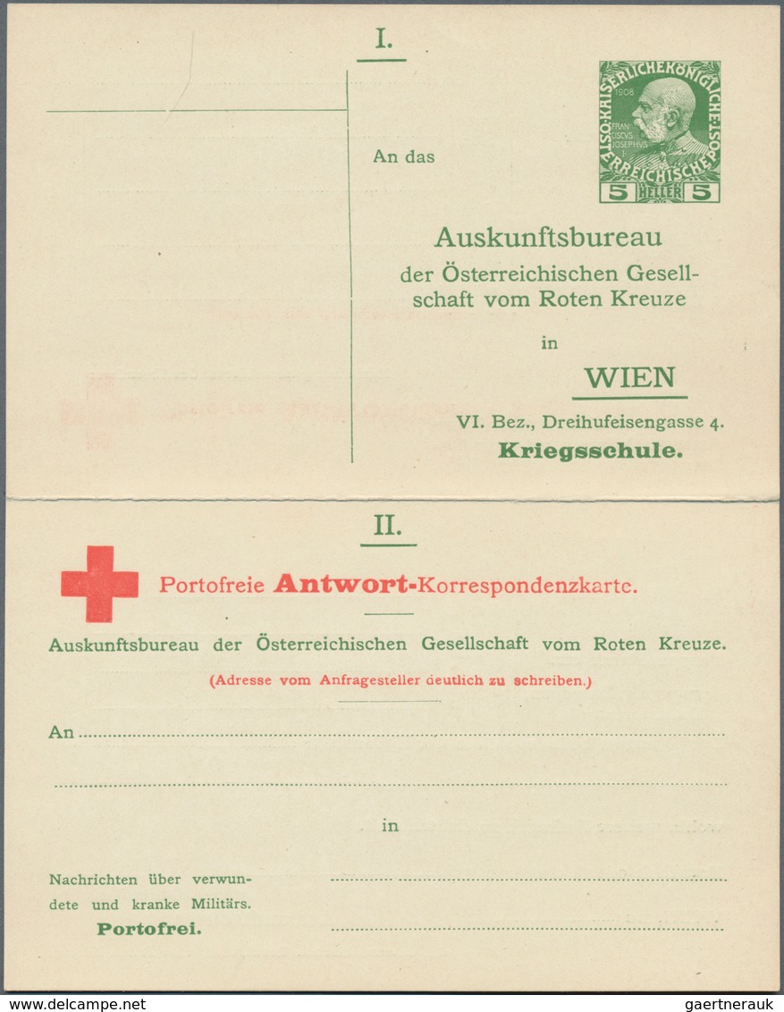 Österreich - Ganzsachen: 1914 Ungebrauchte Doppelkarte 5 Heller Grün (nur Frageteil) Auf Rahmfarben, - Otros & Sin Clasificación