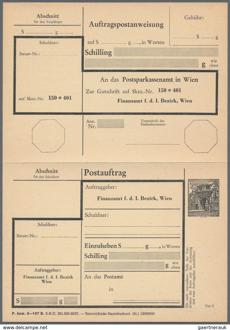 Österreich - Ganzsachen: 1967/1972, POSTAUFTRAG 'Bauten' 3 S. Schwarz In Drei Unterschiedl. Typen Mi - Sonstige & Ohne Zuordnung