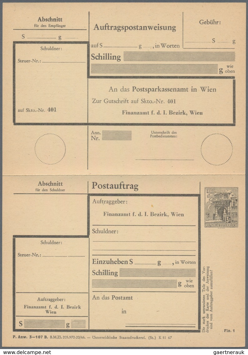 Österreich - Ganzsachen: 1967/1972, POSTAUFTRAG 'Bauten' 3 S. Schwarz In Drei Unterschiedl. Typen Mi - Sonstige & Ohne Zuordnung