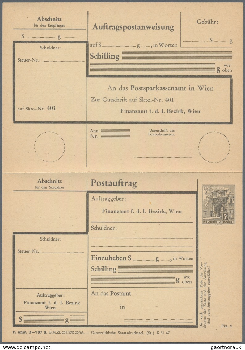 Österreich - Ganzsachen: 1967/1972, POSTAUFTRAG 'Bauten' 3 S. Schwarz In Drei Unterschiedl. Typen Mi - Other & Unclassified