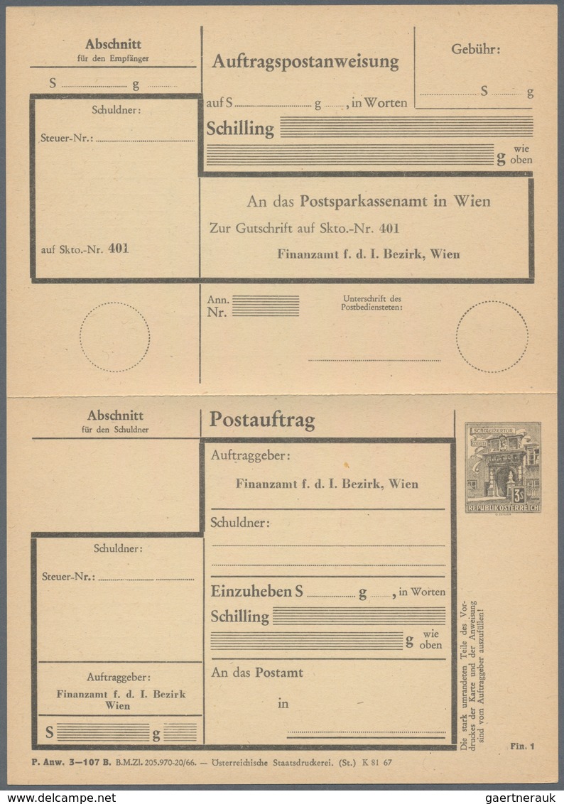 Österreich - Ganzsachen: 1967/1972, POSTAUFTRAG 'Bauten' 3 S. Schwarz In Drei Unterschiedl. Typen Mi - Sonstige & Ohne Zuordnung