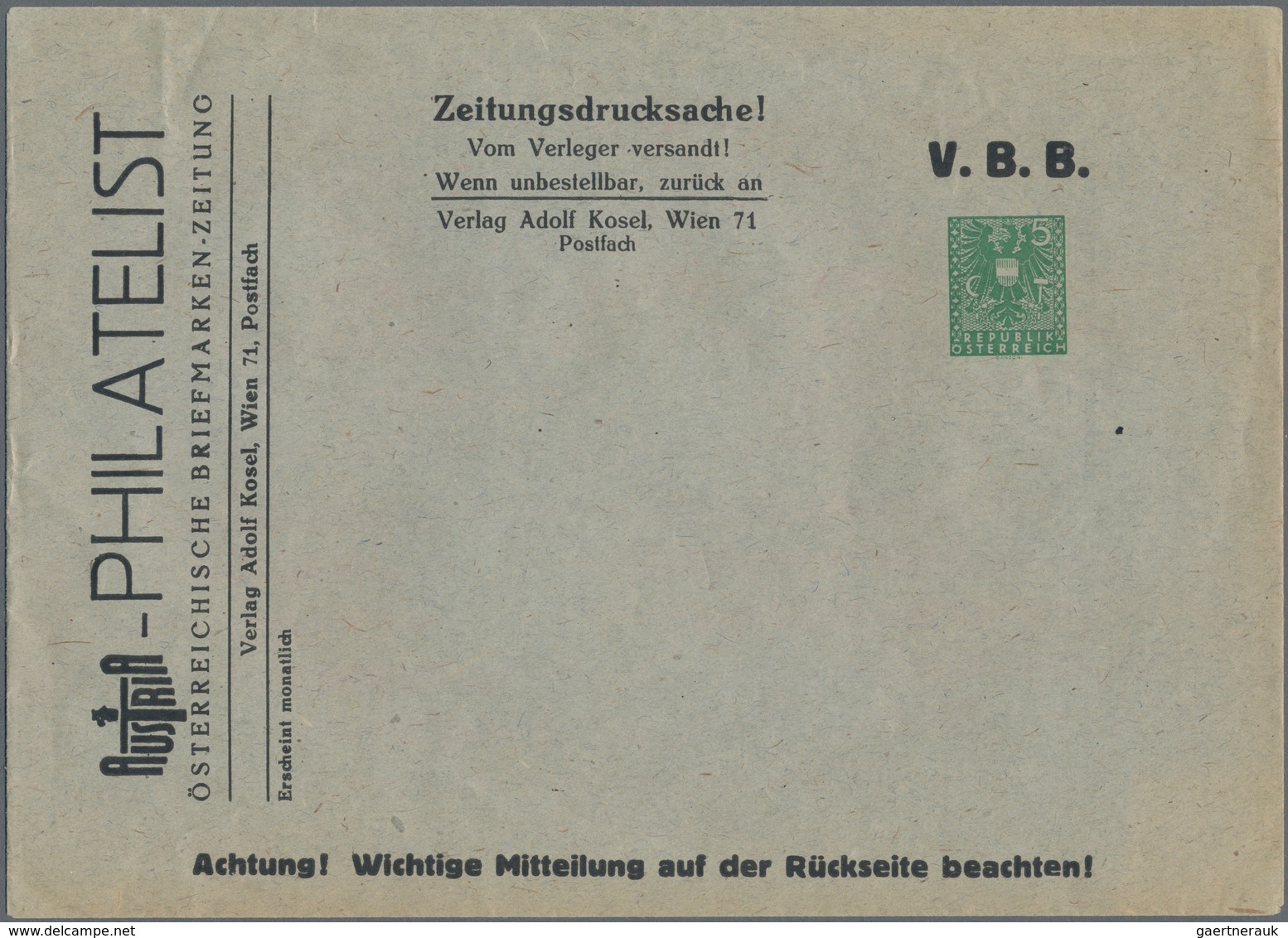 Österreich - Privatganzsachen: 1945, 5 (Pfg) Grün Wappen, Privater Wertstempeleindruck Auf Ungebrauc - Other & Unclassified