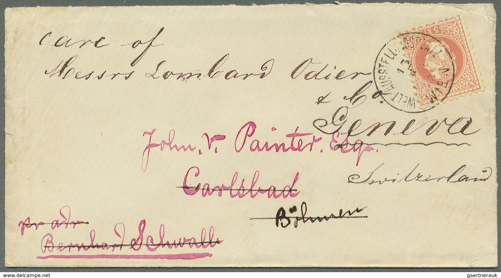 Österreich - Sonderstempel: 1873 (13.8.), Vordruckumschlag 'United States Commission Office, II. Nor - Franking Machines (EMA)