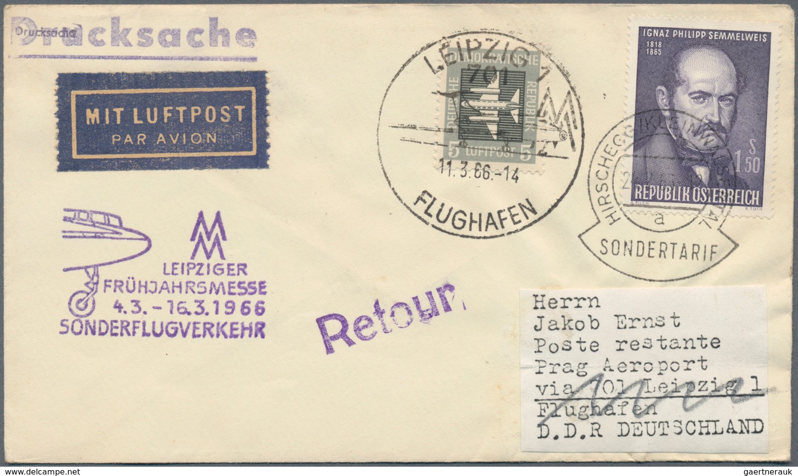 Österreich - Besonderheiten: 1962/1966, 5 Luftpost-Briefe aus Jungholz (Zolllanschlußgebiet) mit Ste