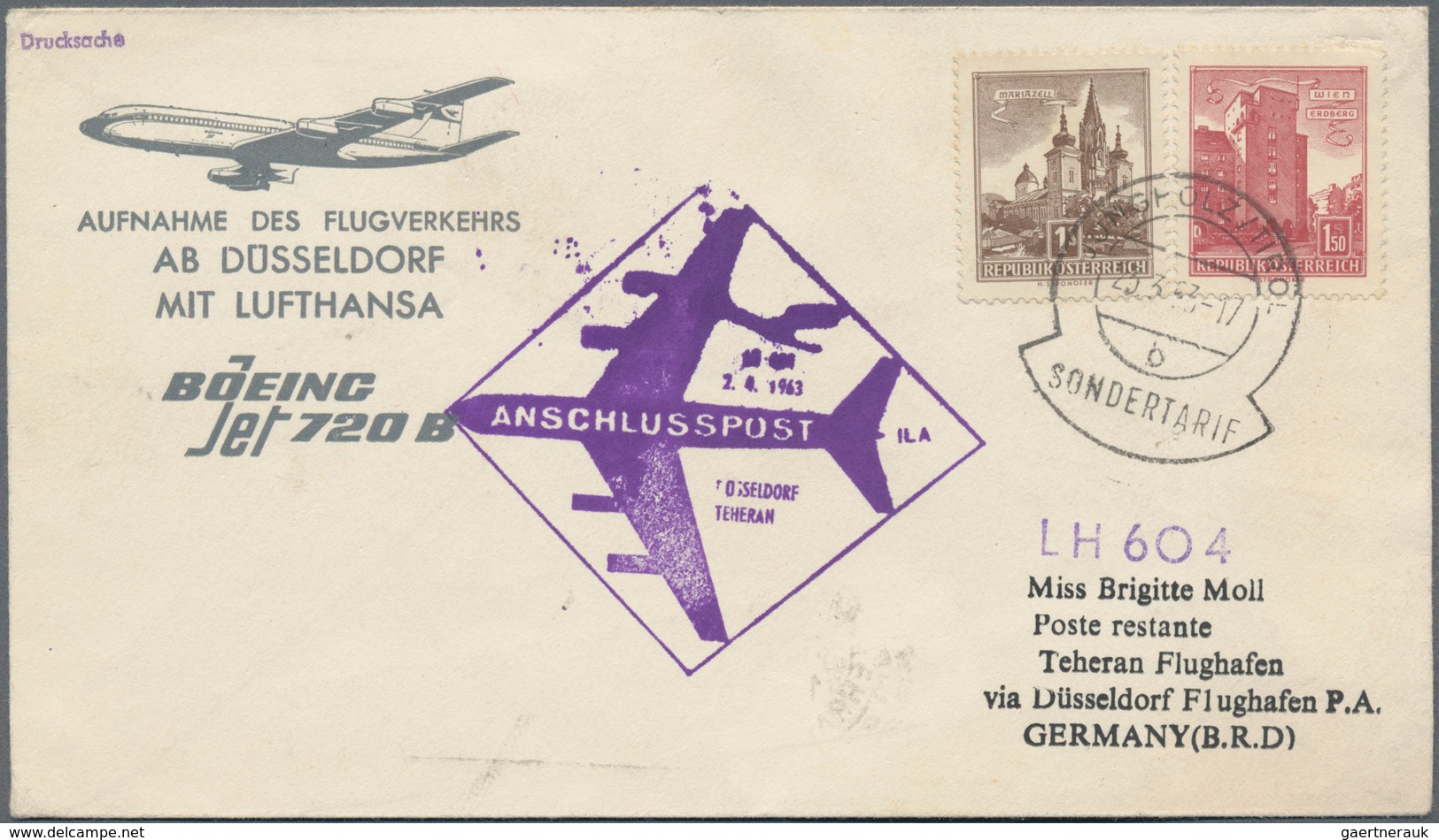 Österreich - Besonderheiten: 1962/1966, 5 Luftpost-Briefe aus Jungholz (Zolllanschlußgebiet) mit Ste