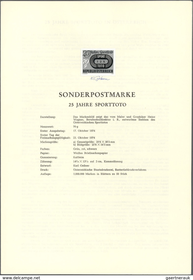 Österreich - Besonderheiten: 1974. Lot Mit Einem Von "K. Gessner" Signierten ER-4-Block Der Marke "2 - Other & Unclassified