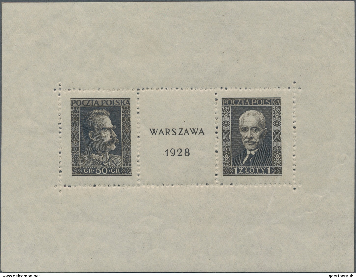 Polen: 1928. Warsaw Philatelic Exhibition. 50 G Black/brown (Marshal Pilsudski) And 1 Z Black/broen - Unused Stamps