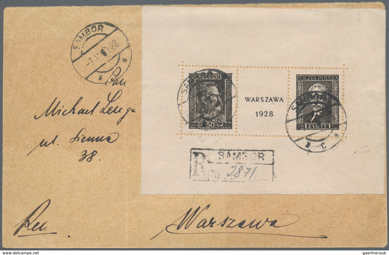 Polen: 1928. Registered Cover To An Address In WARSAW, Bearing WARZAVA 1928 FIRST Polish Miniature S - Ongebruikt